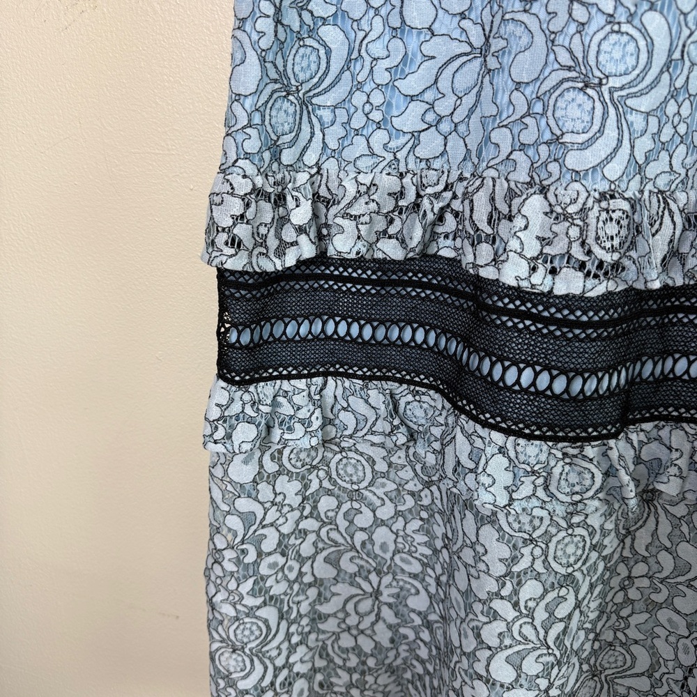 PrettyLittleThing Women’s Dusty Blue Lace Ruffle‎ Detail Midi Dress Size 8 New - Picture 9 of 15